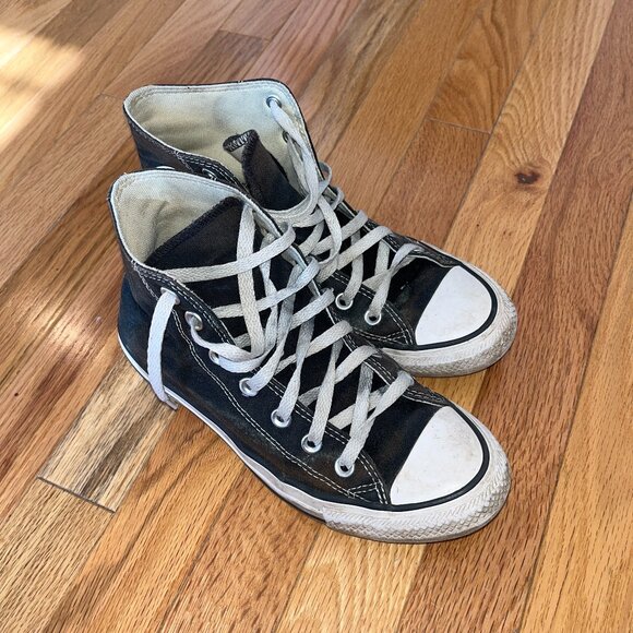 well worn womens black converse high tops - Picture 1 of 6